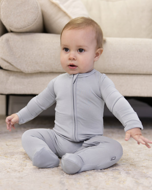 Zip Footie in Gray