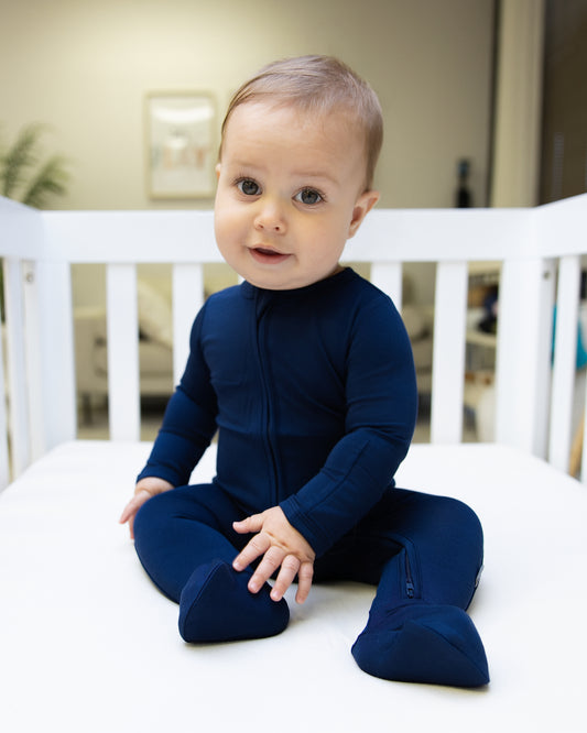 Zip Footie in Navy