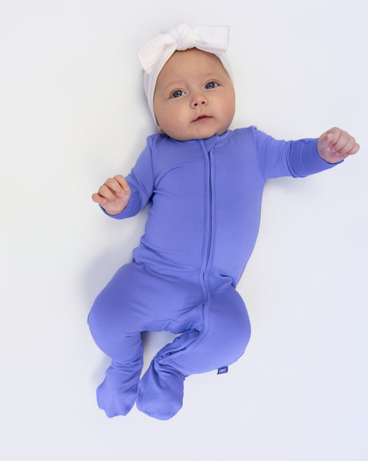 Zip Footie in Periwinkle
