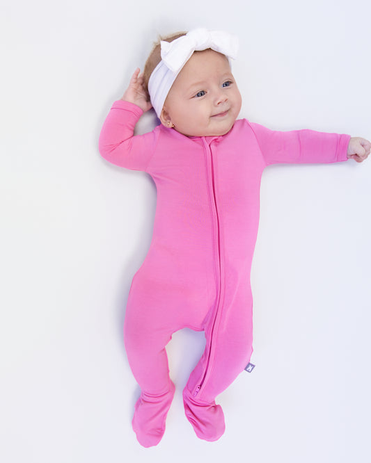 Zip Footie in Rose