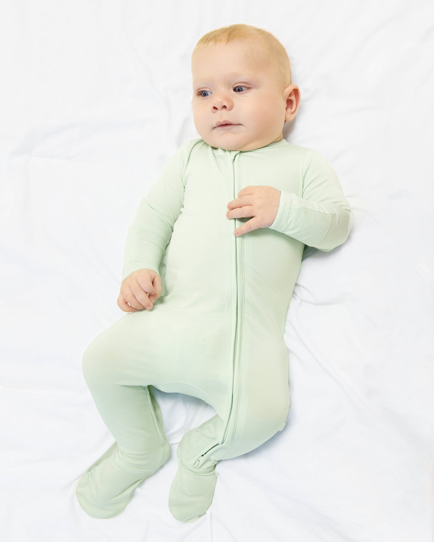 Zip Footie in Soft Mint