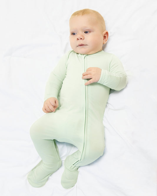Zip Footie in Soft Mint