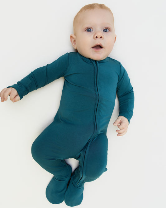 Zip Footie in Teal
